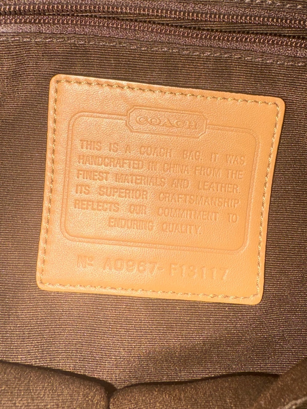 Coach Signature Canvas Tote with Tan Leather Handles - Picture 4 of 5